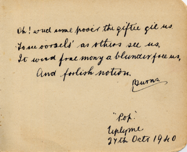 Entry in Sid's autograph album