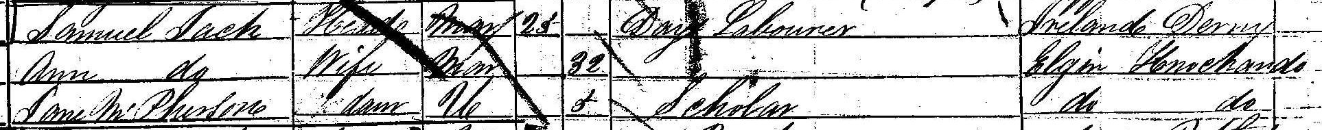 Samuel and Ann Jack 1851 Census