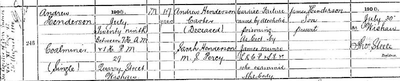 Andrew Henderson Death Certificate