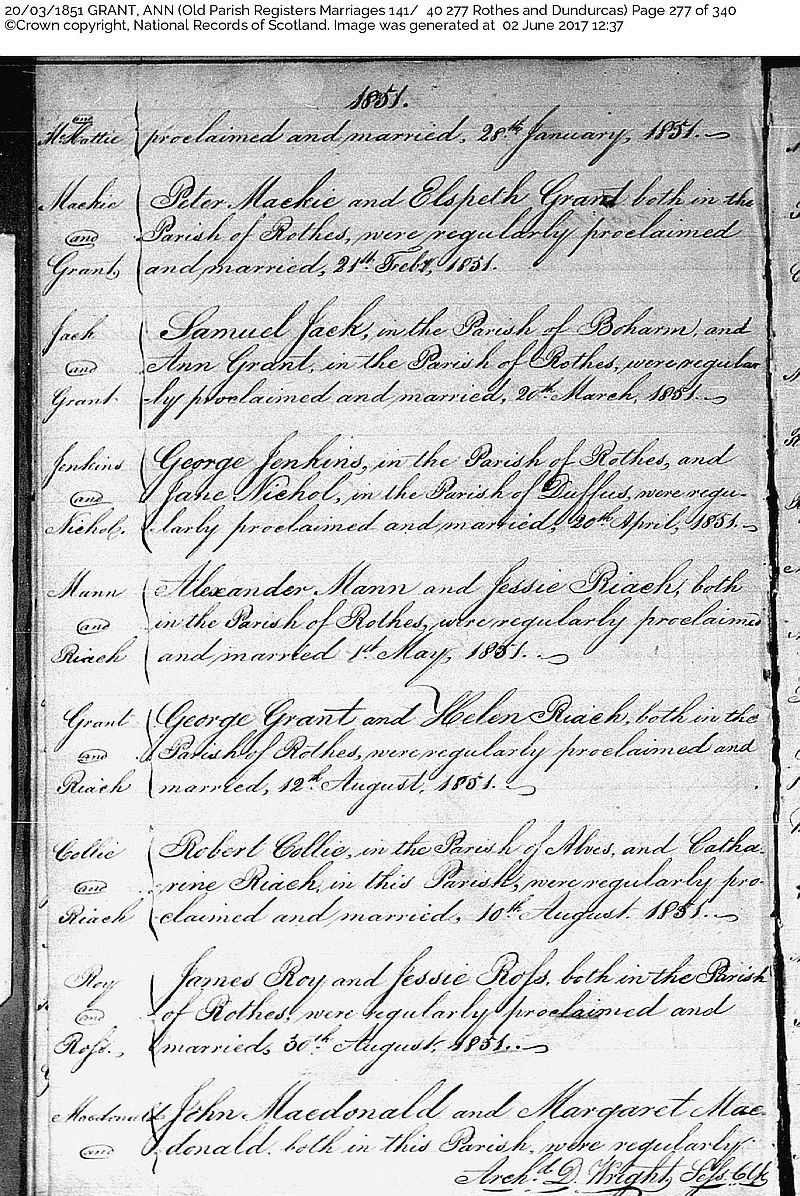 Ann's Marriage Record