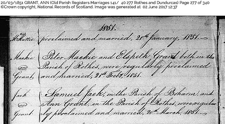 Samuel and Ann's Marriage Record