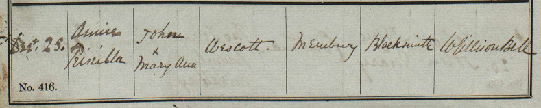 Annie Westcott's baptism