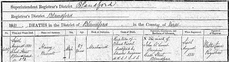 Harry_Wescott's Death Certificate
