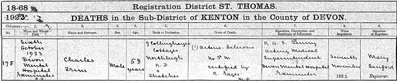 Charlie Trim's Death Certificate