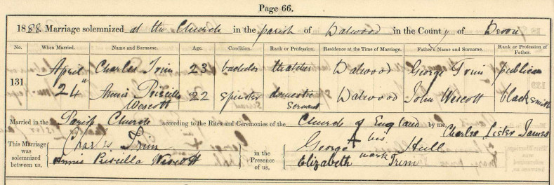 Annie and Charle's Marriage Record