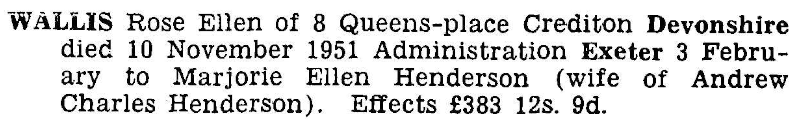 Rose's Probate granted 1956