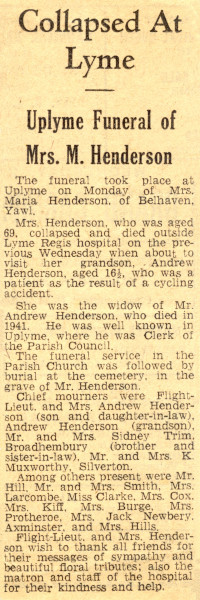 Maria's Funeral notice
