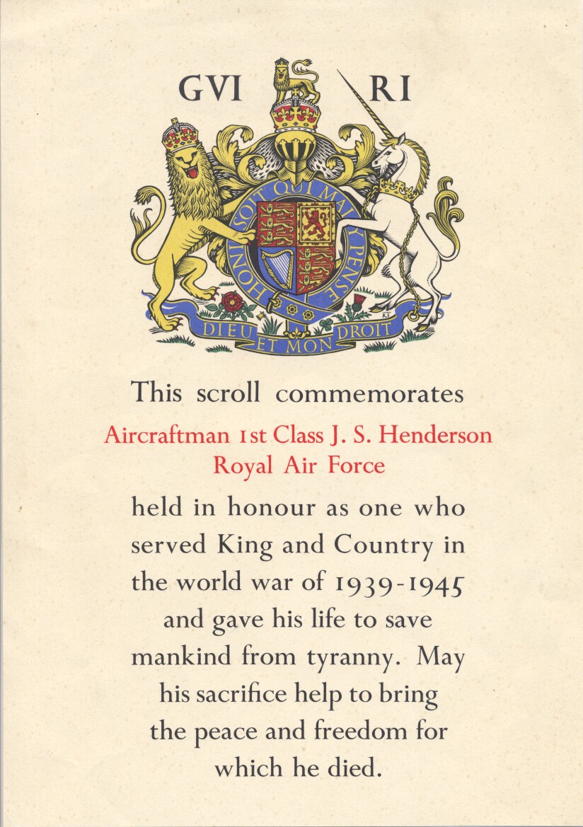 Scroll commemorating Sid's death