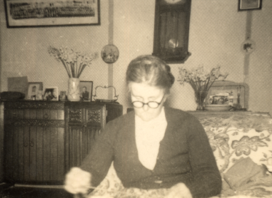 picture of my Nan in the living room of Belhaven