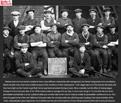 Daily Record old photo of Wishaw Steel workers